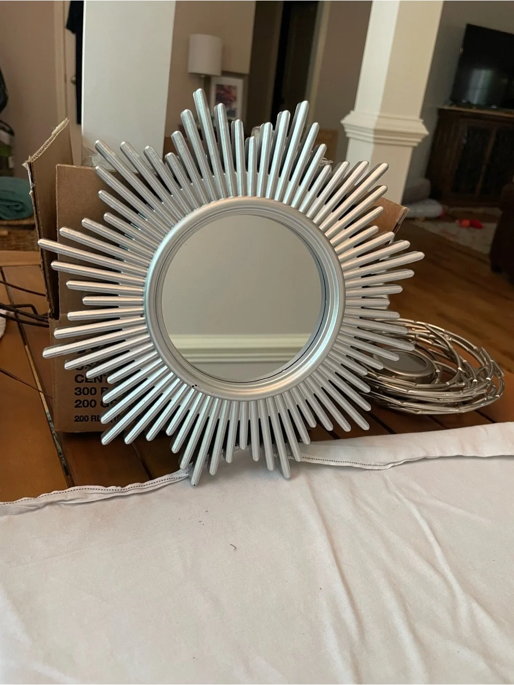 Decorative Silver Sunburst and Floral Wall Mirror Set - Home Wall Decor